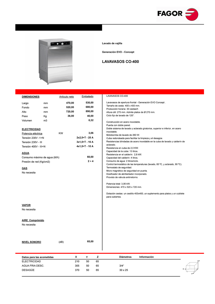 Lavavasos Fagor CO-400